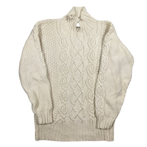Vintage Inverallan Handknit Sweater Cream Pullover Cable Knit - Picture 1 of 13
